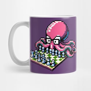 Pixel Chess Octopus: Retro 8-Bit Board Game Art Mug